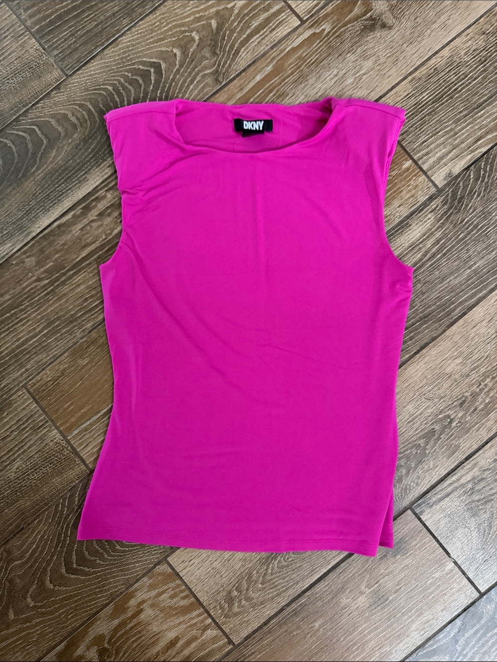 DKNY Bright Fuchsia Sleeveless Crewneck Blouse - Small